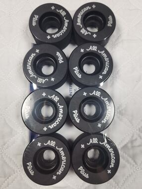 All American Plus Vanathane Roller Skate Wheels - Set of 8 Black
